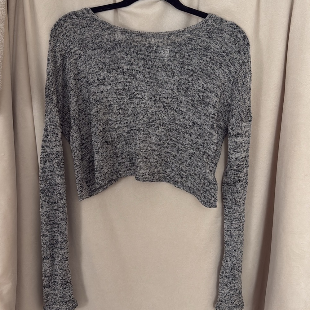 Gray Knit Cropped Sweater